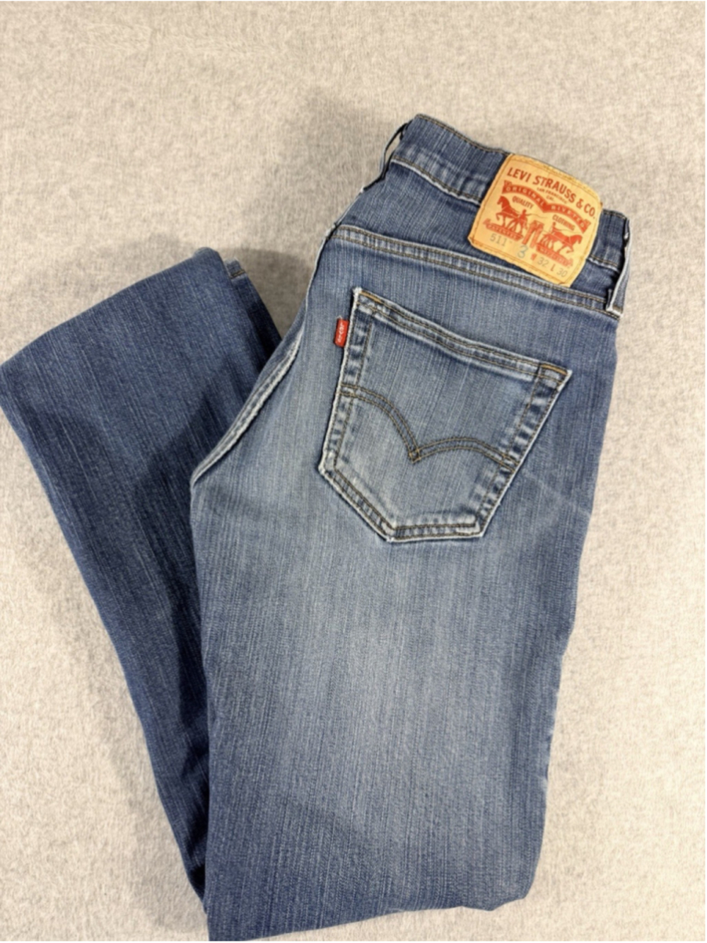 Levis 511 Slim Jeans 32x30 Blue Medium Wash‎ Distressed Denim Mens